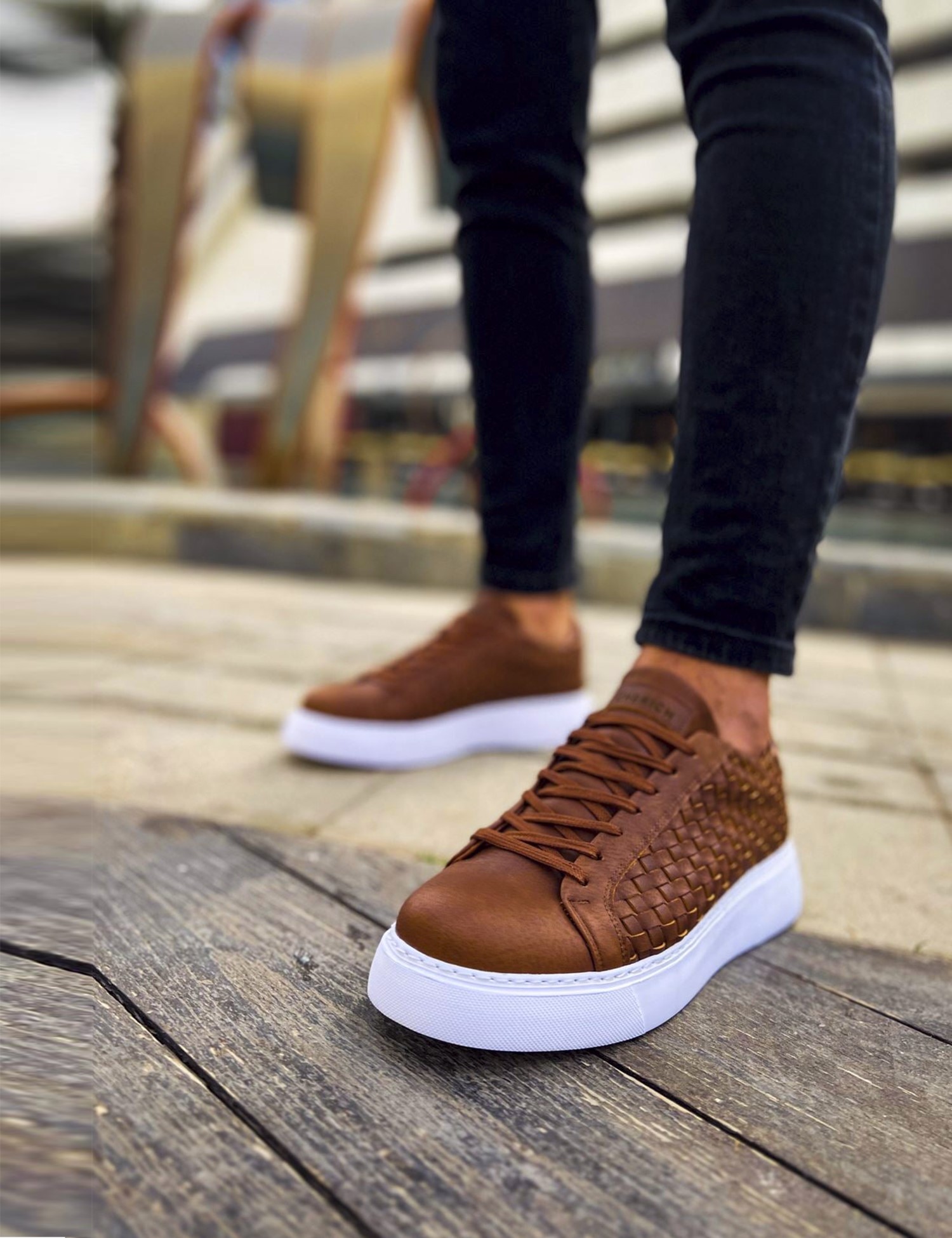 Ανδρικά ταμπά sneakers δερματίνη πλεκτό σχέδιο CH203T φωτογραφία